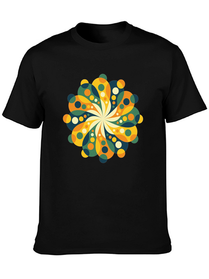 Retro Floral Mandala Black T-Shirt