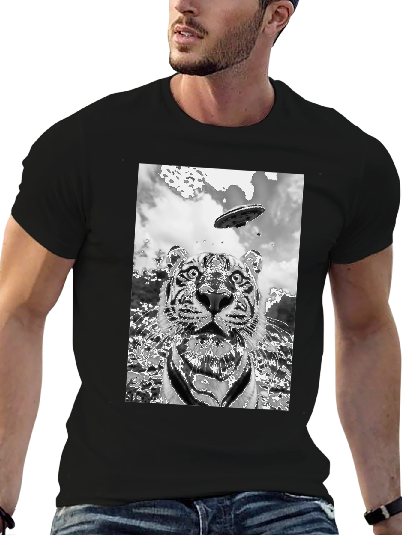 Tiger Alien Abduction Graphic Tee