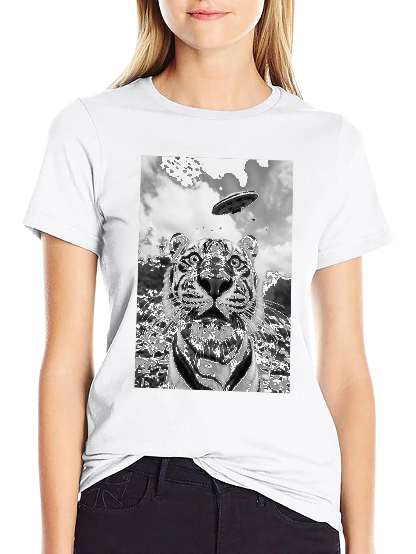 Tiger Alien Abduction Graphic Tee