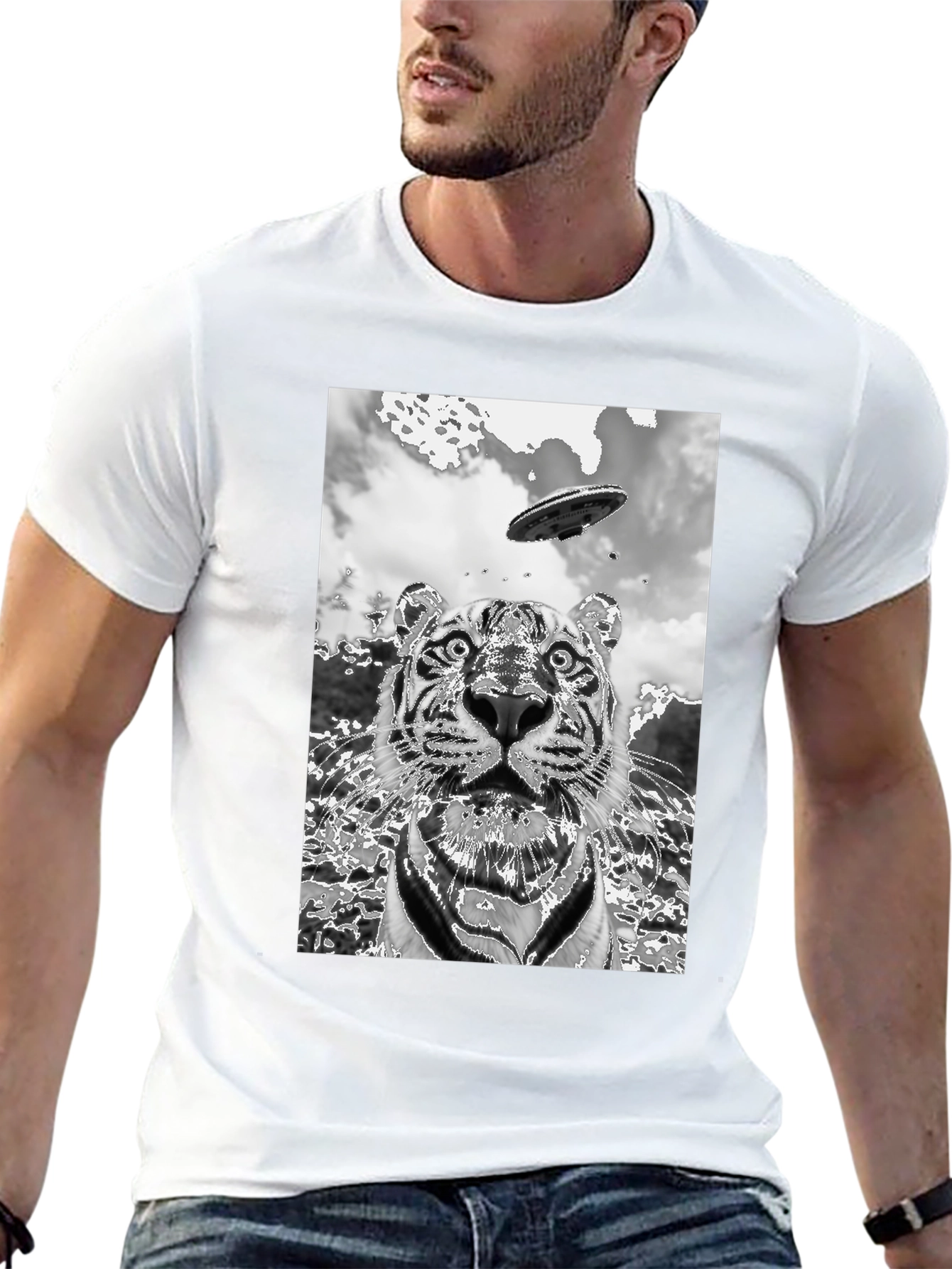 Tiger Alien Abduction Graphic Tee
