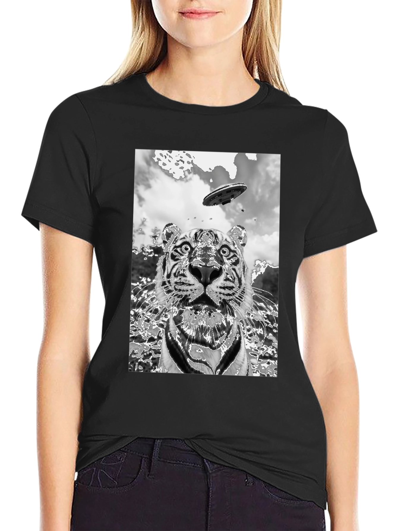 Tiger Alien Abduction Graphic Tee