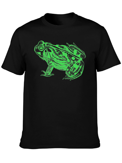 Green Frog Graphic Black T-Shirt