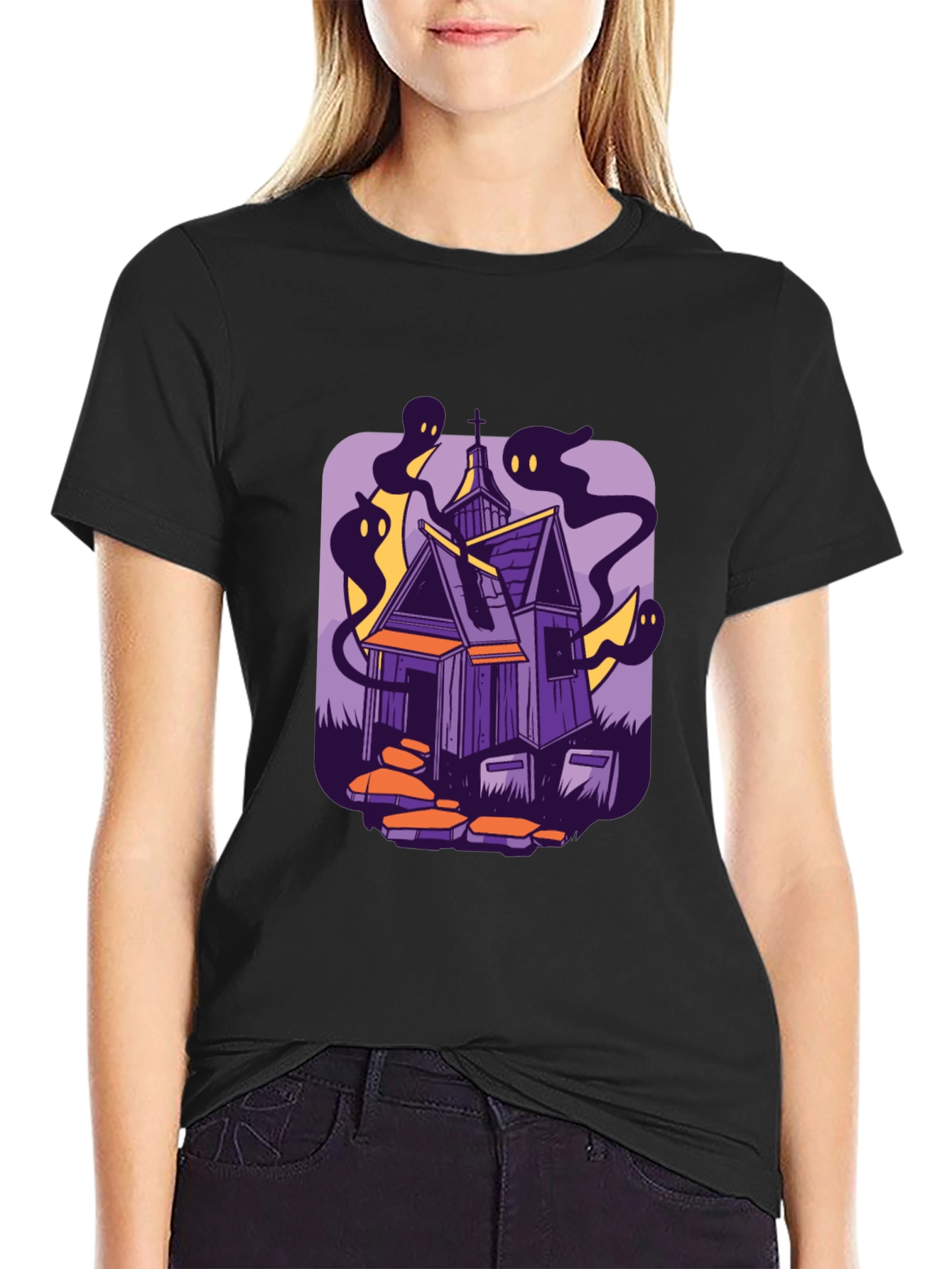 Haunted House Graphic Tee - Spooky Season Style