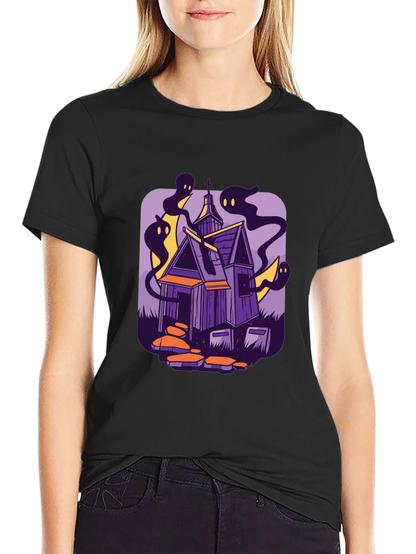 Haunted House Graphic Tee - Spooky Season Style