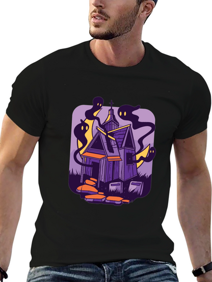 Haunted House Graphic Tee - Spooky Season Style