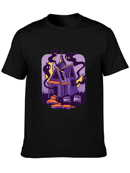 Haunted House Graphic Tee - Spooky Season Style