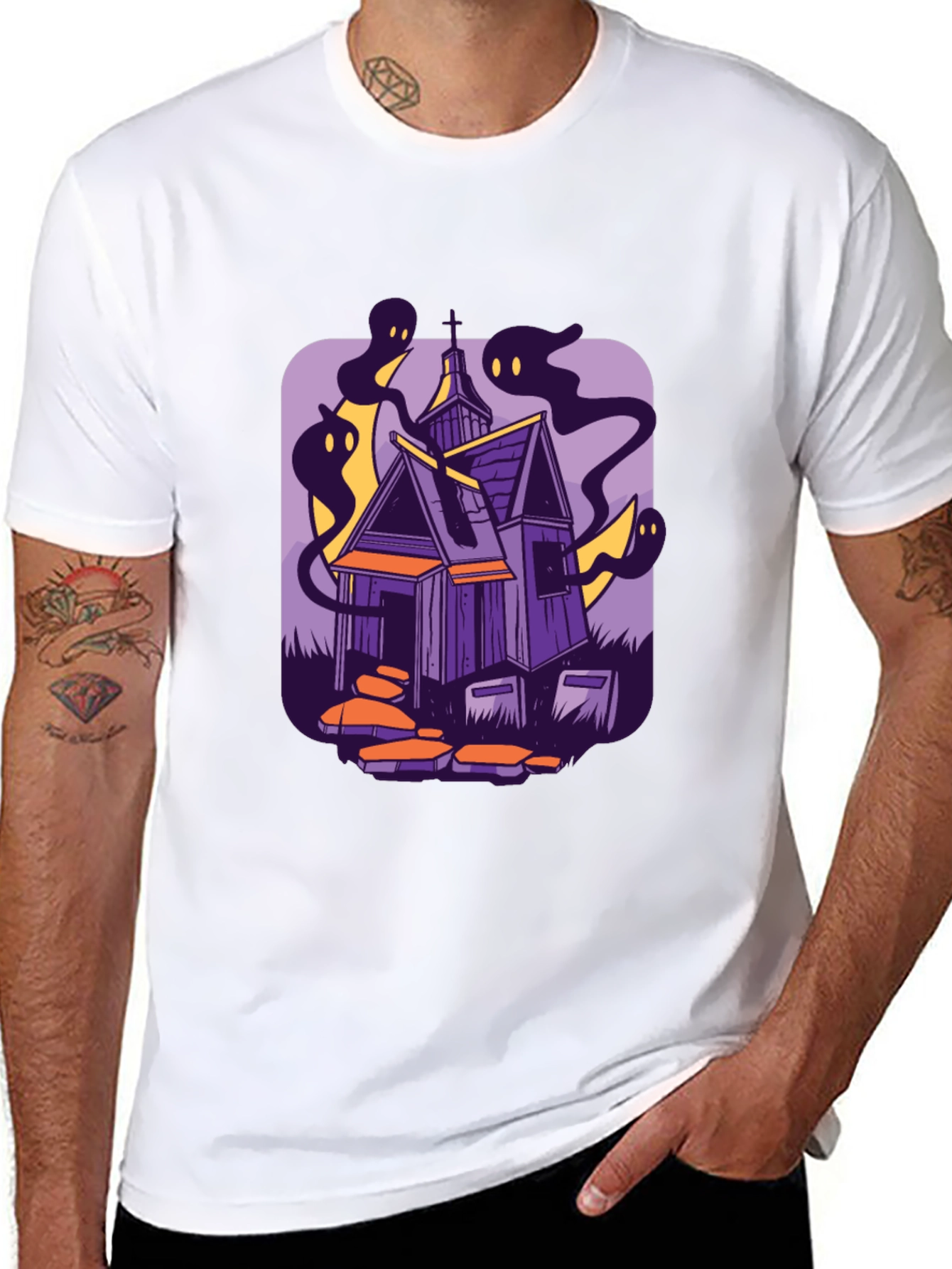 Haunted House Graphic Tee - Spooky Season Style