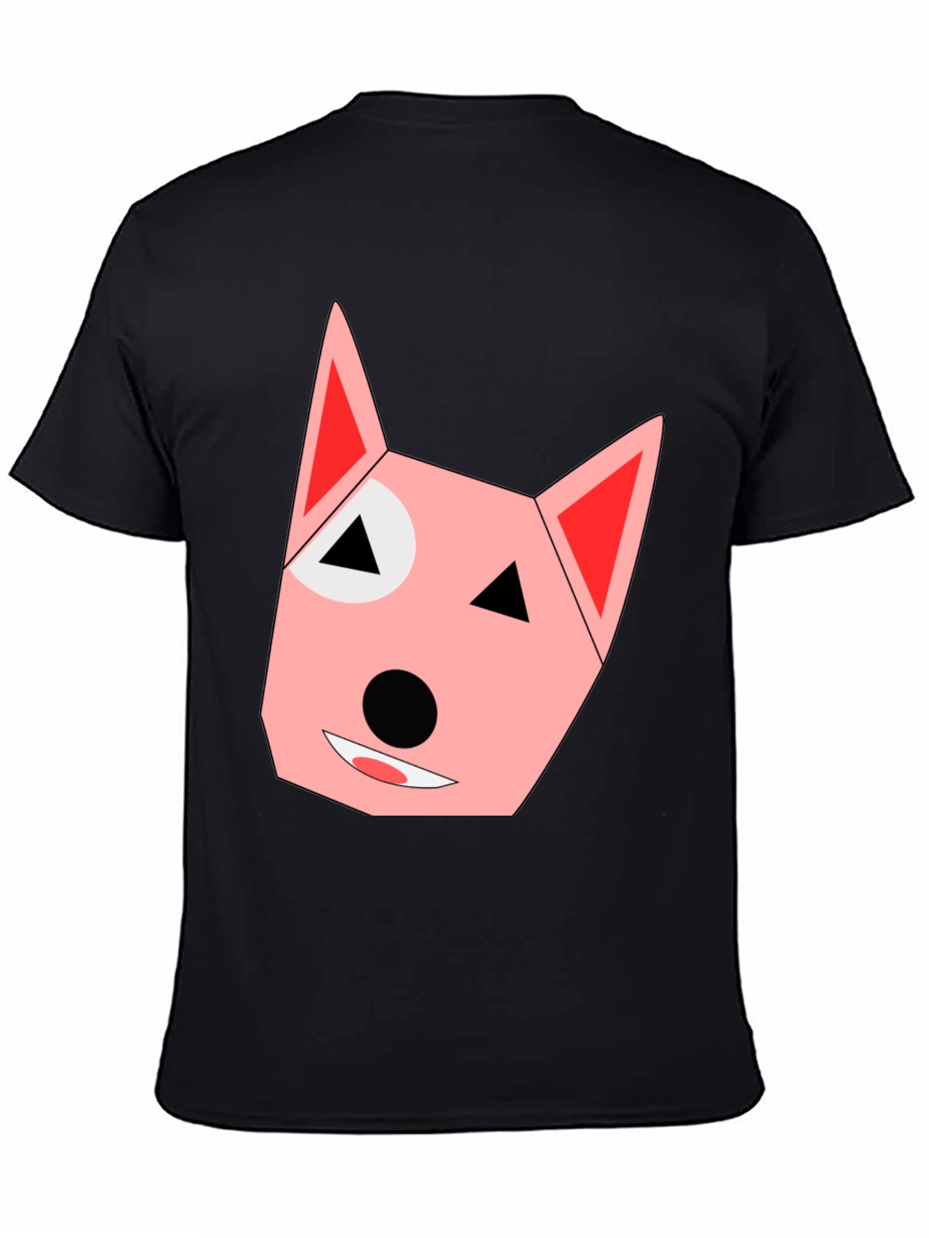 Geometric Dog Face Black T-Shirt
