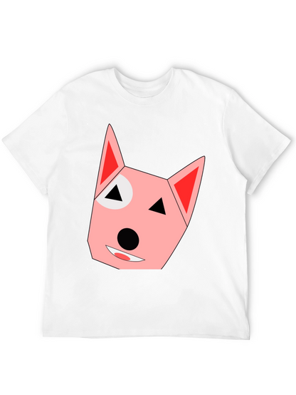 Geometric Dog Face Black T-Shirt