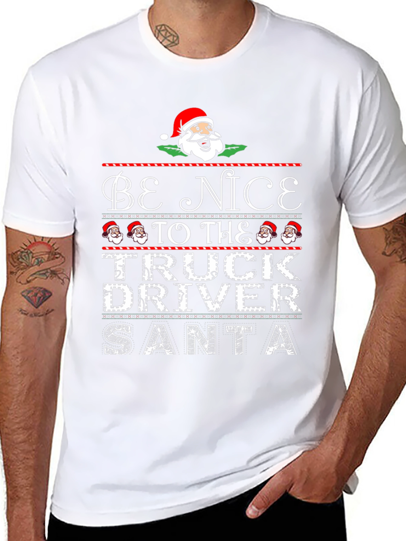 Be Nice to the Truck Driver Santa Christmas T-Shirt