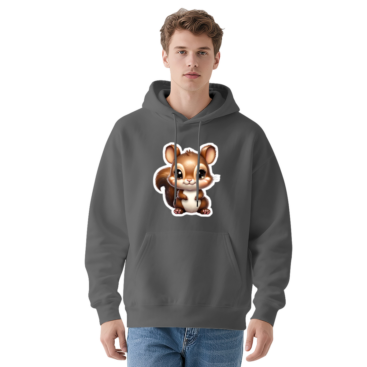 Cute Big-Eye Chipmunk Black Hoodie
