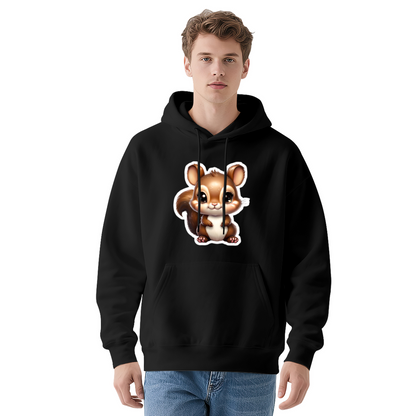 Cute Big-Eye Chipmunk Black Hoodie