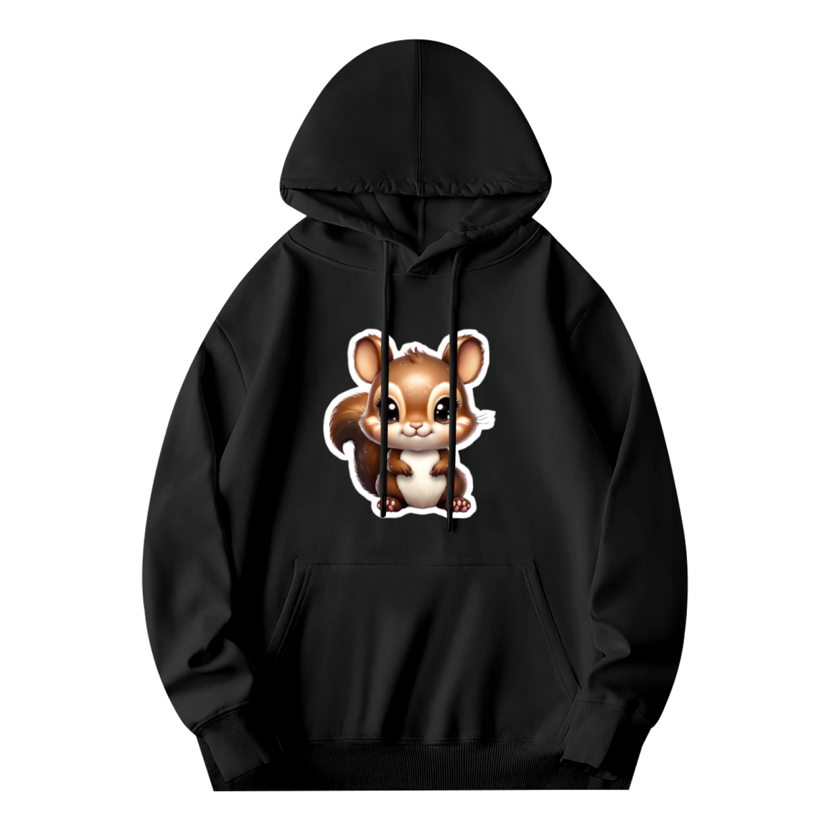 Cute Big-Eye Chipmunk Black Hoodie