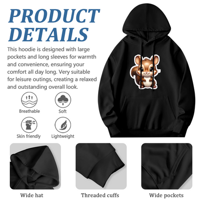Cute Big-Eye Chipmunk Black Hoodie