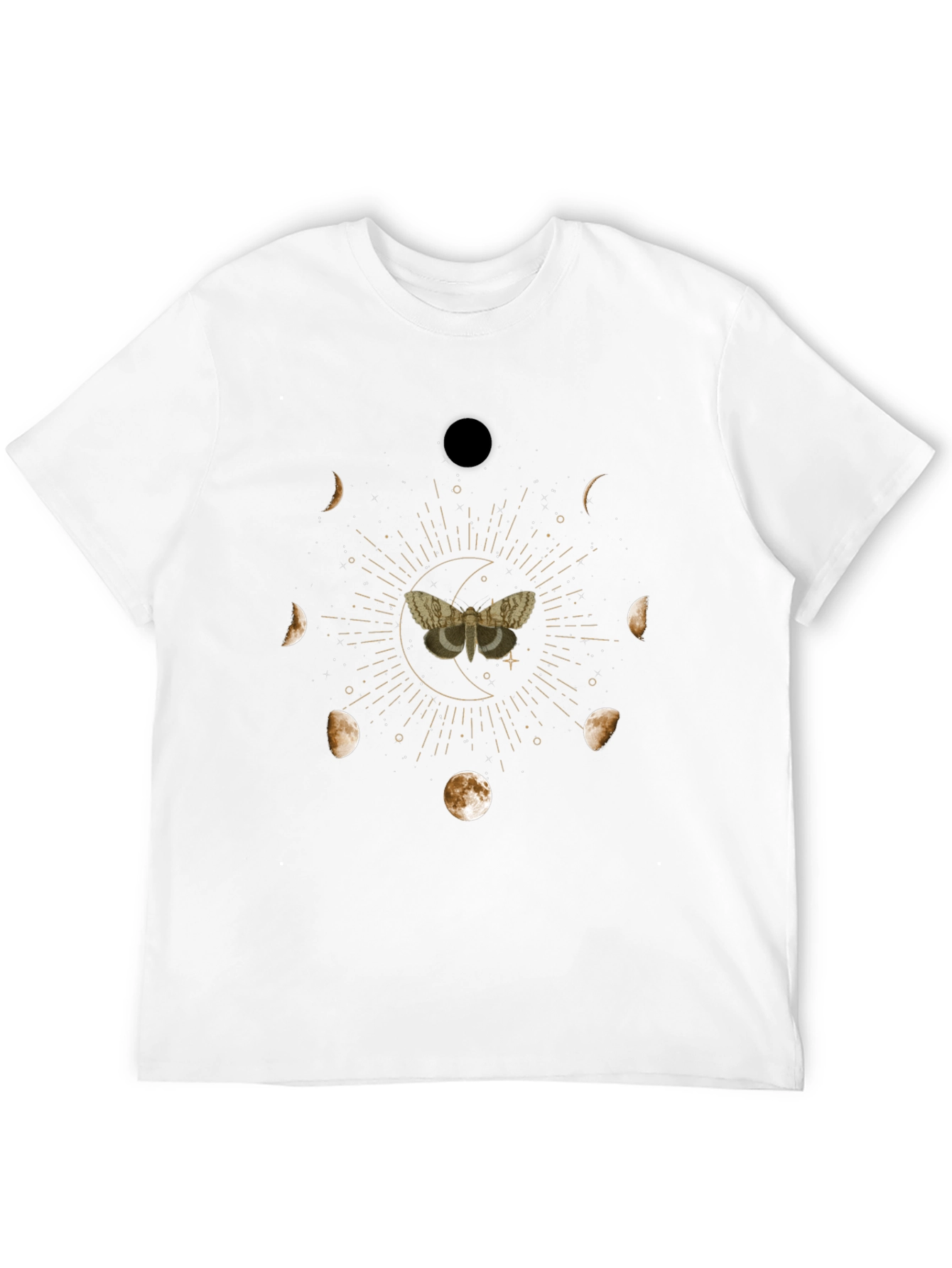 Moth Moon Phases Graphic Tee - Black
