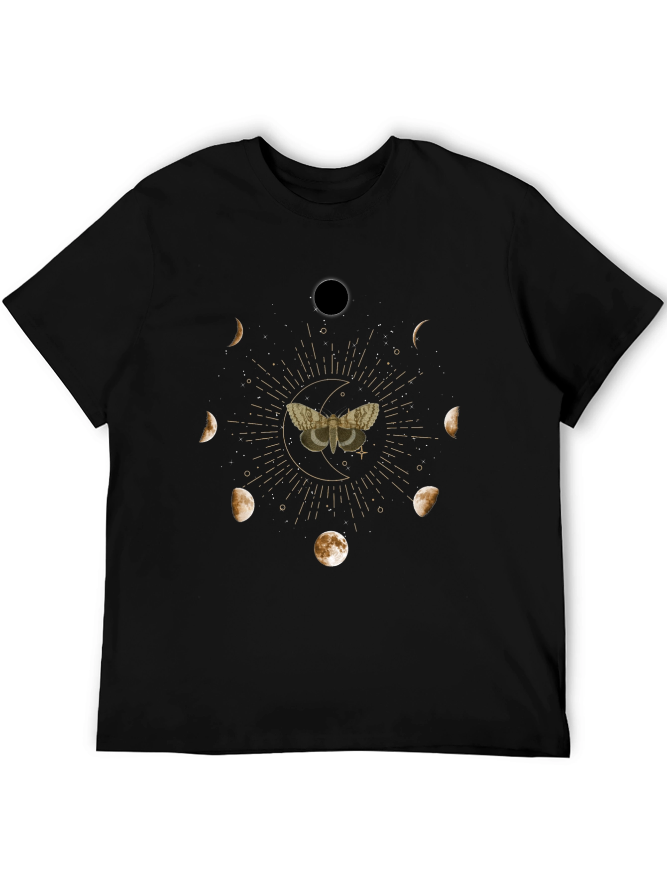 Moth Moon Phases Graphic Tee - Black