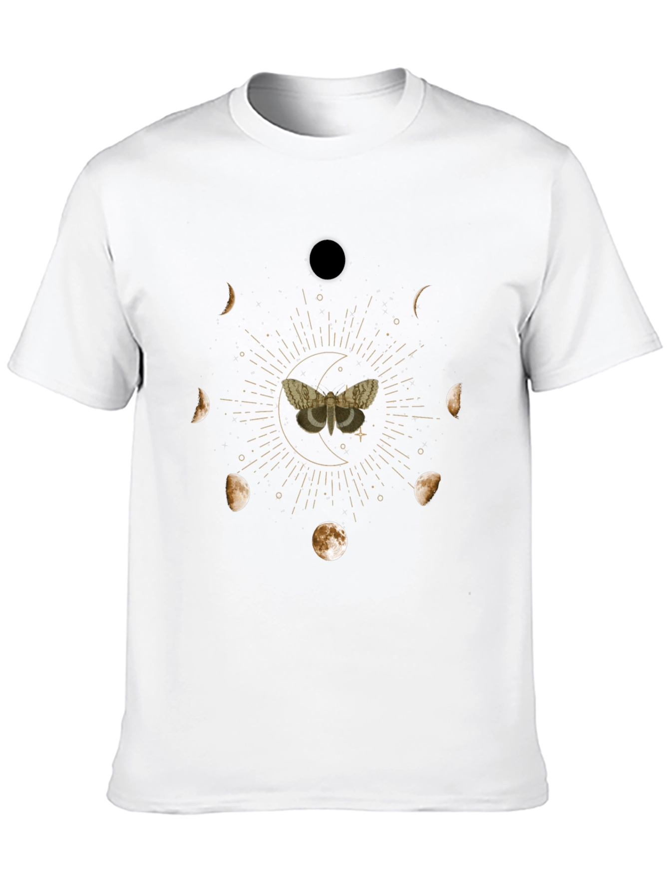 Moth Moon Phases Graphic Tee - Black