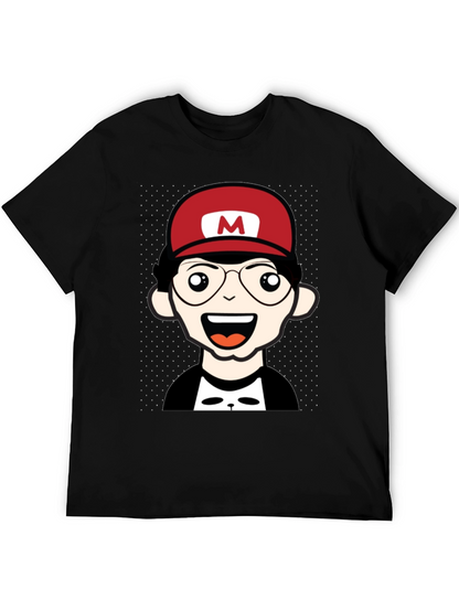 Cartoon Character T-Shirt - Nerd With Red Hat
