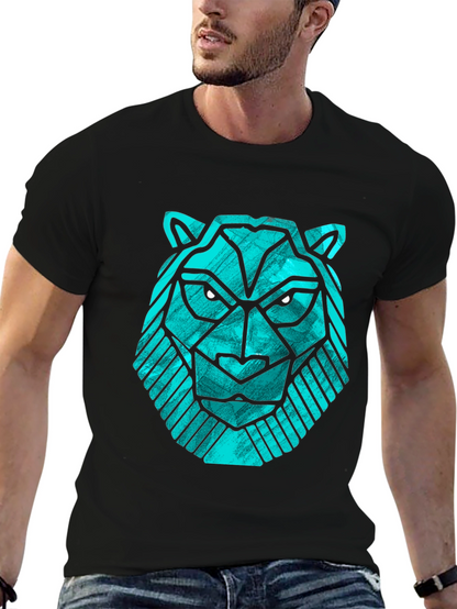 Geometric Lion Head Tee - Modern Graphic Print