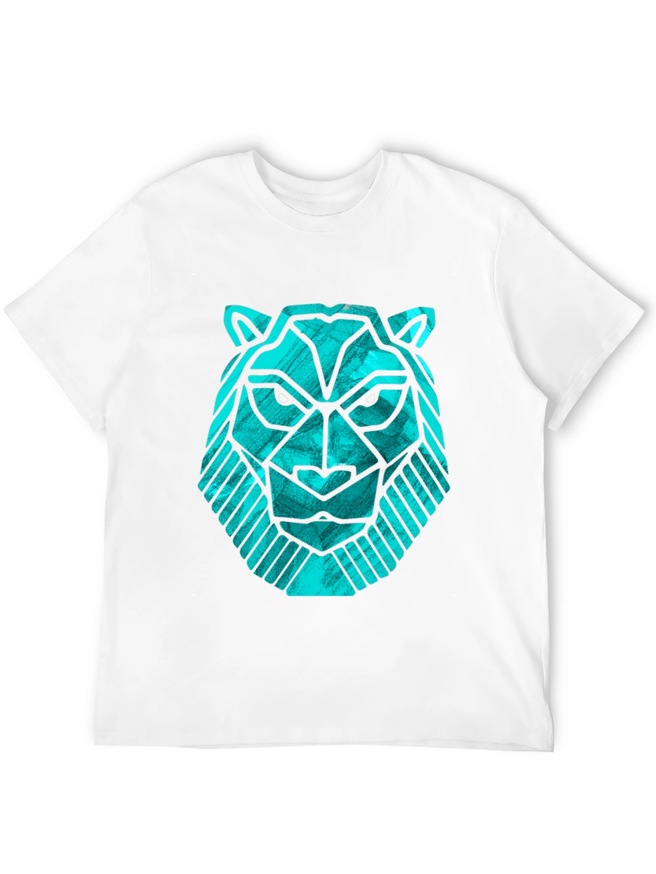 Geometric Lion Head Tee - Modern Graphic Print