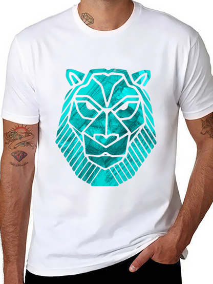 Geometric Lion Head Tee - Modern Graphic Print