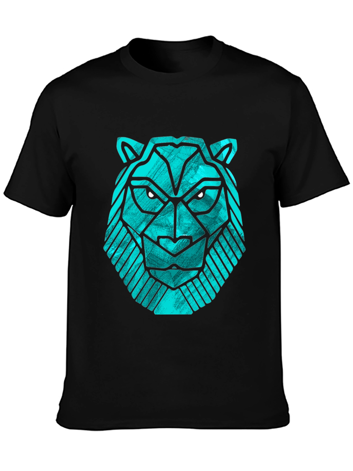 Geometric Lion Head Tee - Modern Graphic Print