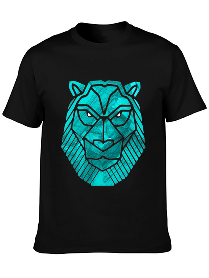 Geometric Lion Head Tee - Modern Graphic Print