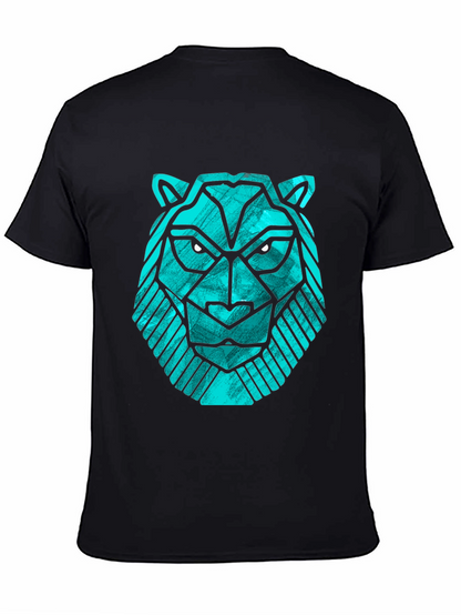 Geometric Lion Head Tee - Modern Graphic Print
