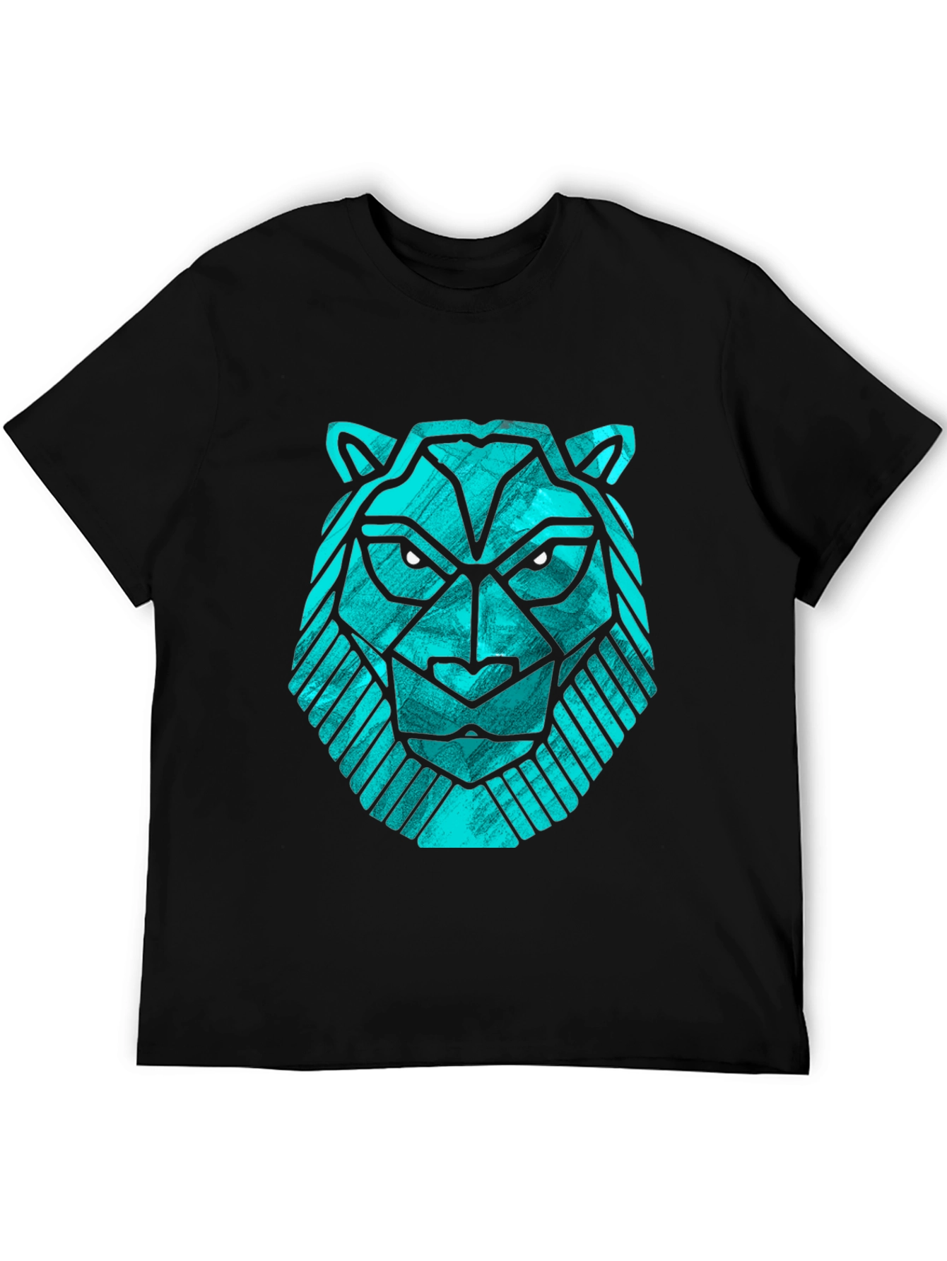 Geometric Lion Head Tee - Modern Graphic Print