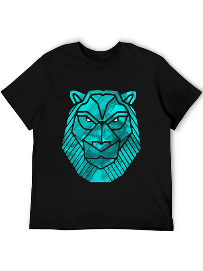 Geometric Lion Head Tee - Modern Graphic Print