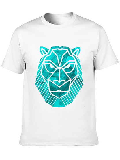 Geometric Lion Head Tee - Modern Graphic Print