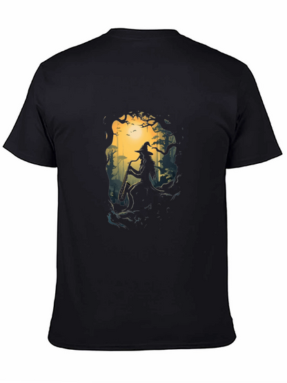 Enchanted Forest Witch Graphic Tee - Black