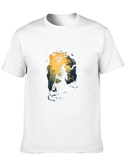 Enchanted Forest Witch Graphic Tee - Black