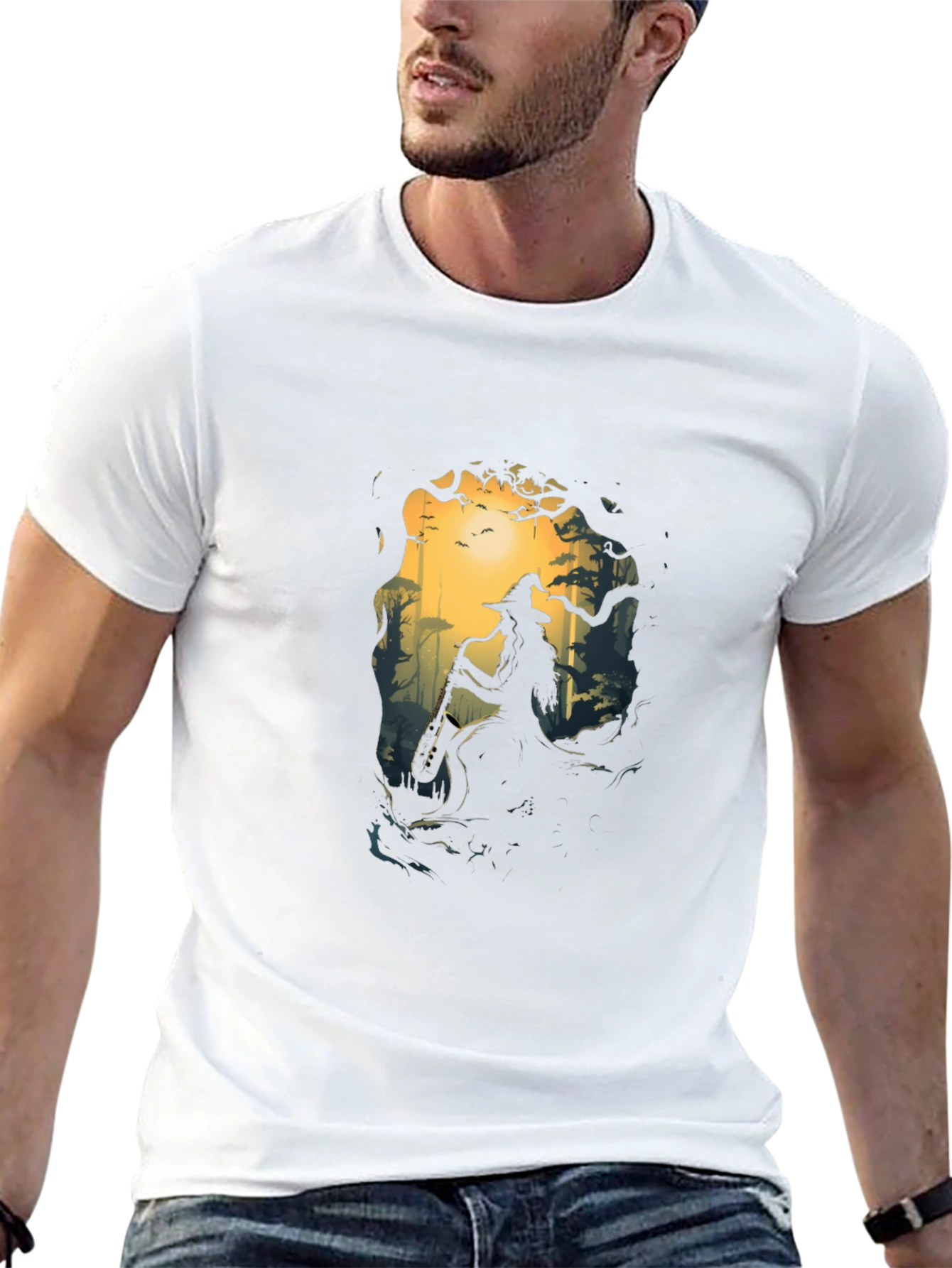 Enchanted Forest Witch Graphic Tee - Black