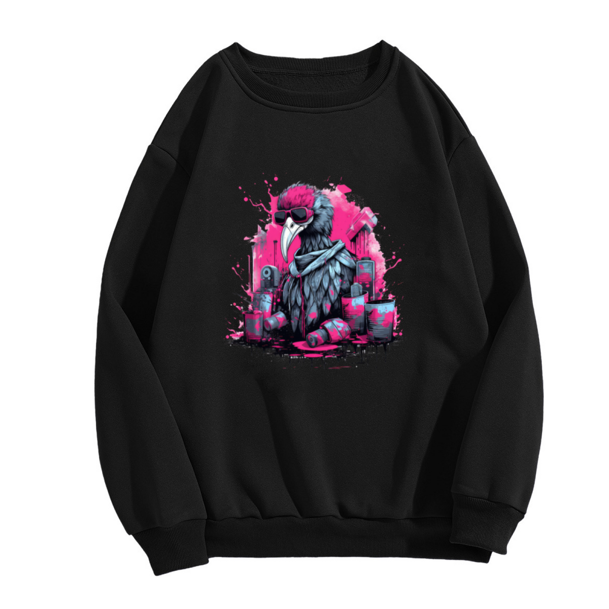Graffiti Vulture Street Art Crewneck Sweatshirt - Urban Spray Paint Pullover