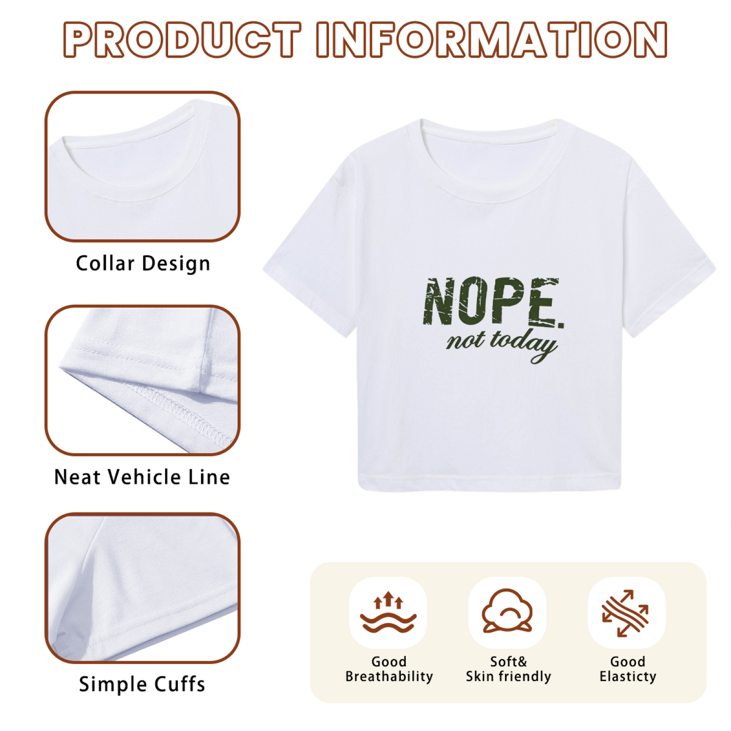 Nope Not Today Sarcastic Casual Statement Crop Top