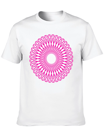 Abstract Pink Mandala Graphic Black T-Shirt