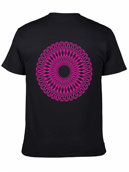 Abstract Pink Mandala Graphic Black T-Shirt