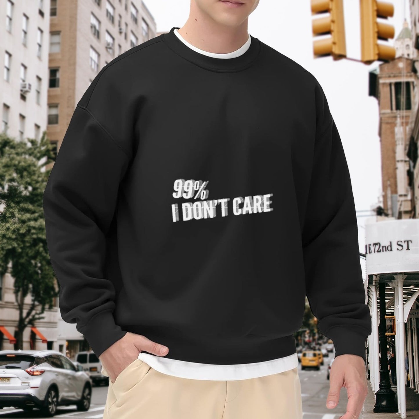 Edgy-Casual "99% I Don’t Care" Slogan Sweatshirt