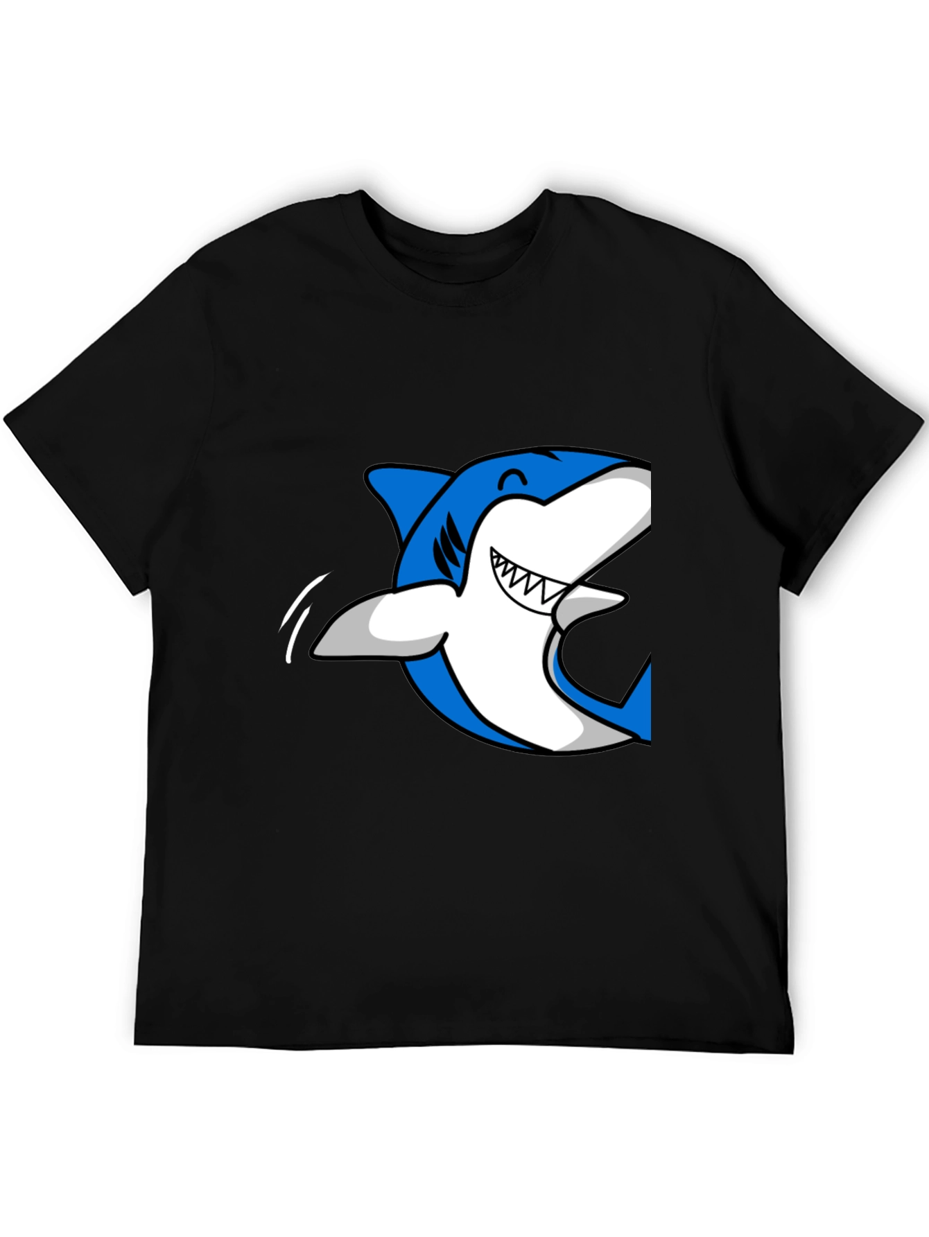 Mens Black T-Shirt with Blue Shark Graphic