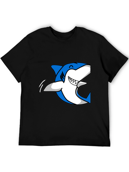 Mens Black T-Shirt with Blue Shark Graphic
