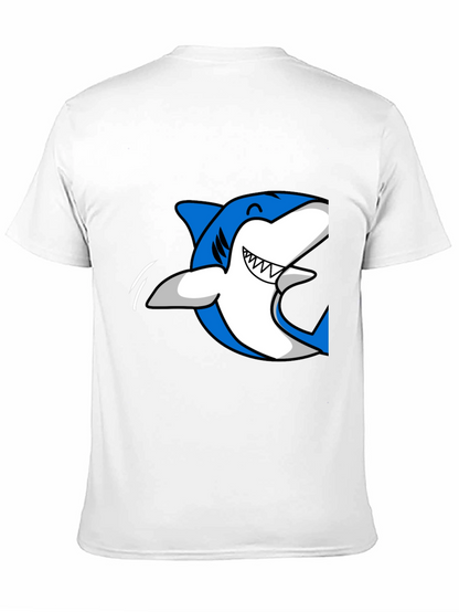 Mens Black T-Shirt with Blue Shark Graphic