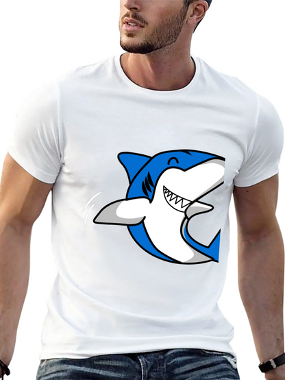 Mens Black T-Shirt with Blue Shark Graphic