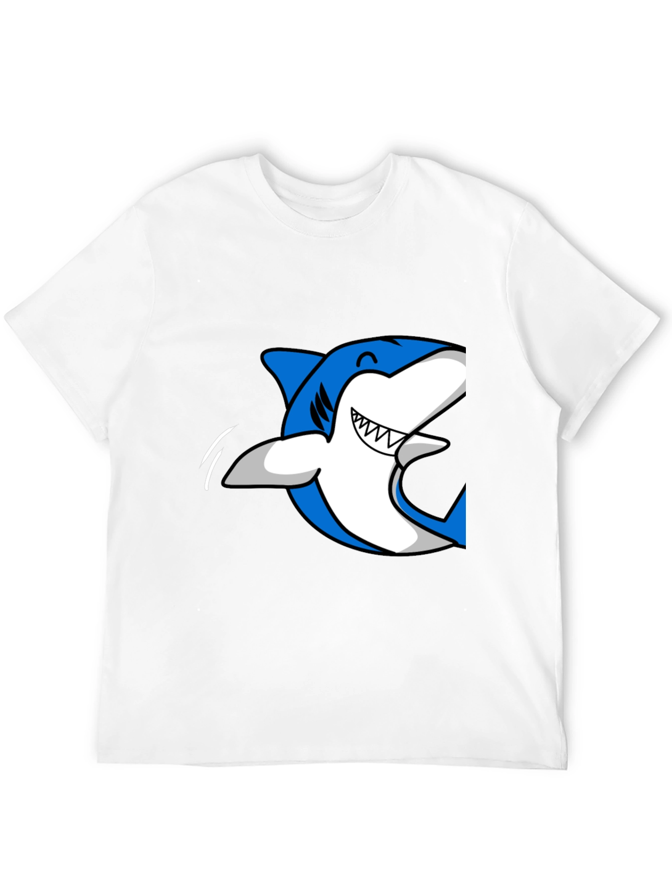 Mens Black T-Shirt with Blue Shark Graphic