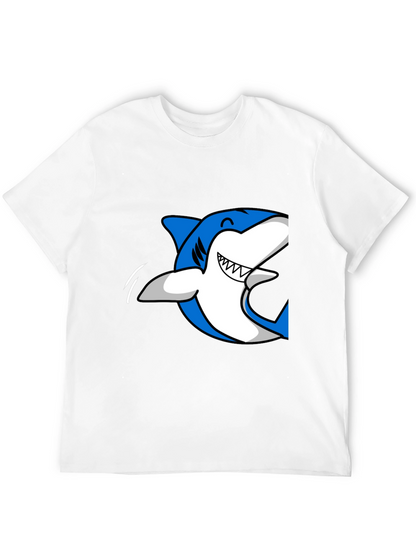 Mens Black T-Shirt with Blue Shark Graphic