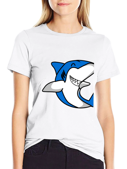 Mens Black T-Shirt with Blue Shark Graphic