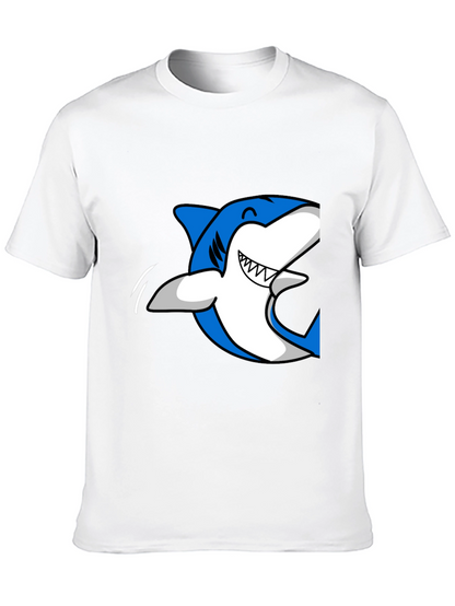 Mens Black T-Shirt with Blue Shark Graphic