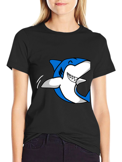 Mens Black T-Shirt with Blue Shark Graphic