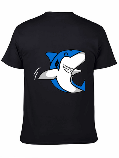 Mens Black T-Shirt with Blue Shark Graphic