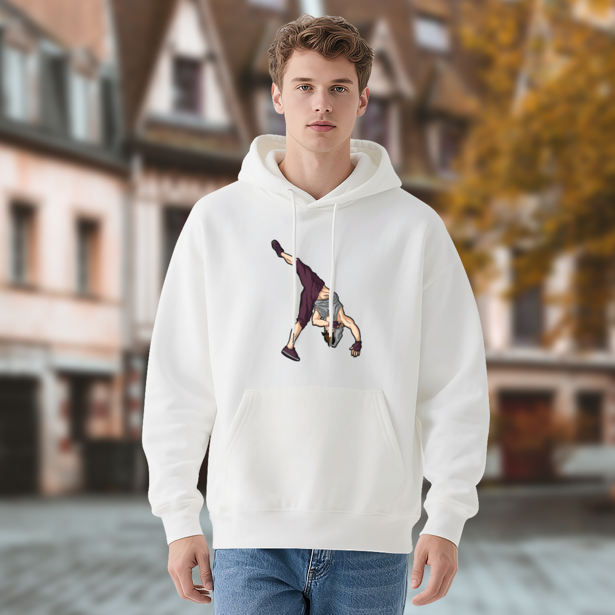 Streetwear Hoodie - Cartoon Illustration Breakdancer